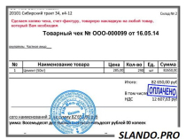 Чеки кассовые, товарные накладные, счет-фактуру
